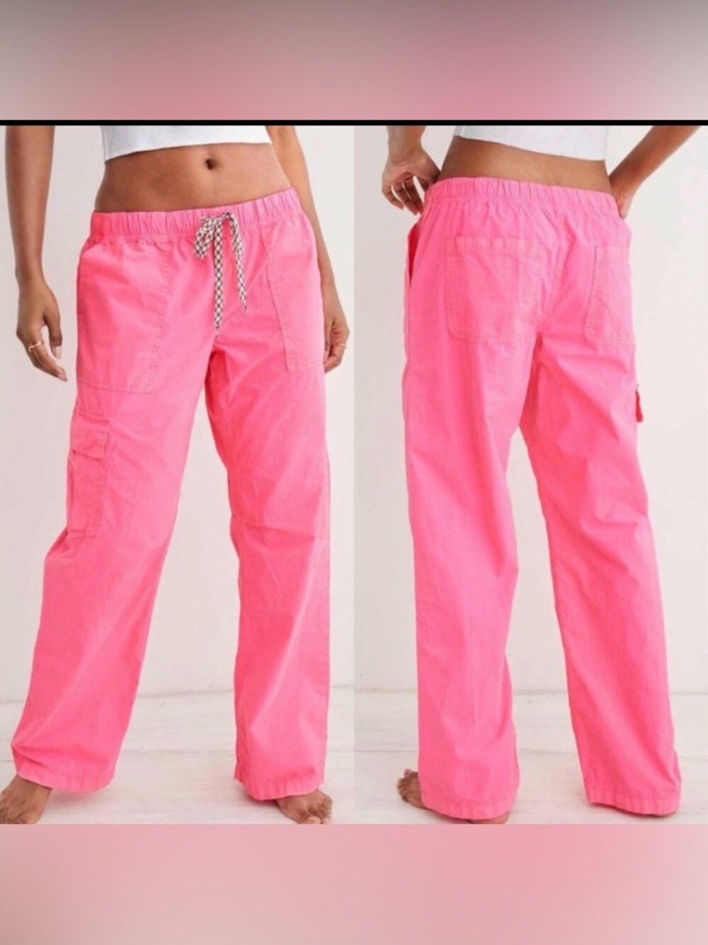 Aerie Baggy Cargo Skater Pants Coral Sun Pink Women’s XS 100% Cotton